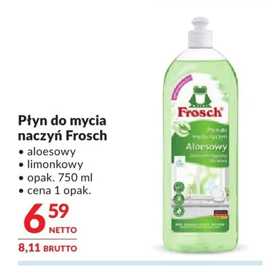 Płyn do mycia naczyń Frosch aloesowy promocja w Makro