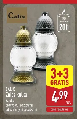 Znicz kulka ze srebrnymi dodatkami Calix promocja w Aldi