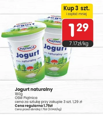 Jogurt naturalny OSM Piątnica promocja w Market Point