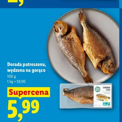 Dorada patroszona wędzona na gorąco Sea You promocja w Lidl