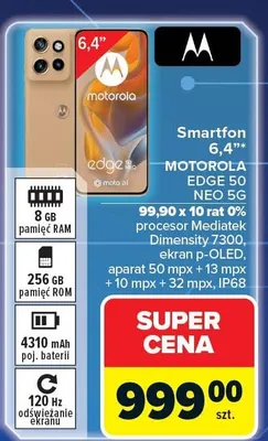 Smartfon 6,4'' MOTOROLA EDGE 50 NEO 5G promocja w Carrefour