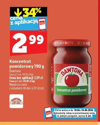Koncentrat pomidorowy Dawtona promocja w TOPAZ