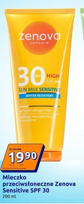 Mleczko przeciwsłoneczne Zenova Sensitive SPF 30 promocja w Action