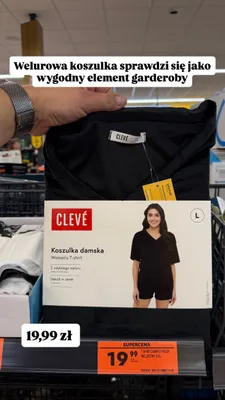 Welurowa koszulka damska Clevé promocja w Biedronka