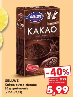 Kakao extra ciemne Gellwe 80g opakowanie promocja w Kaufland