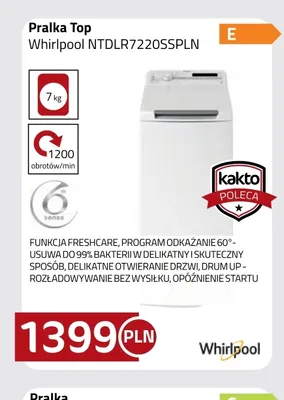 Pralka Top Whirlpool NTDLR7220SSPLN promocja w kakto.pl
