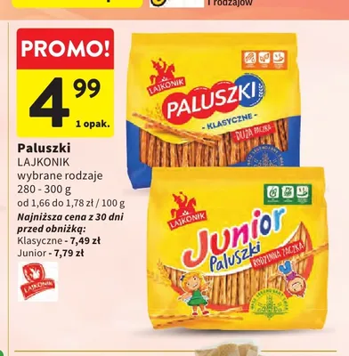 Paluszki Junior Lajkonik promocja w Intermarche
