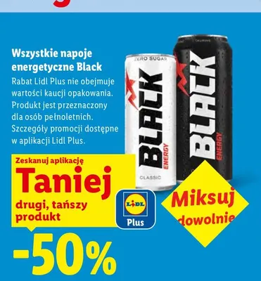 Napoje energetyczne Black promocja w Lidl