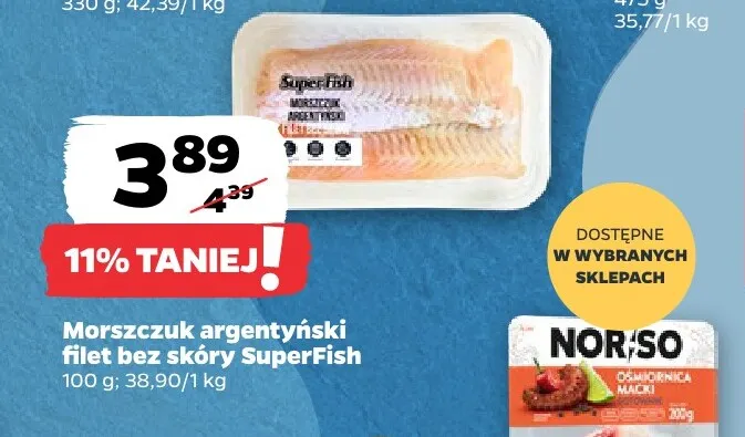 Morszczuk argentyński filet bez skóry SuperFish promocja w Netto
