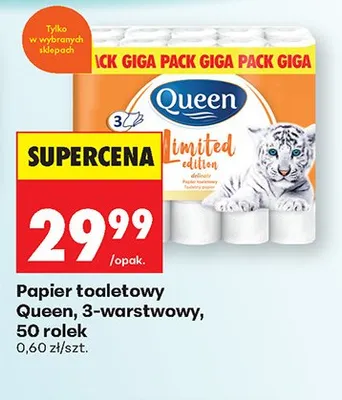 Papier toaletowy Queen 3-warstwowy 50 rolek promocja w Biedronka