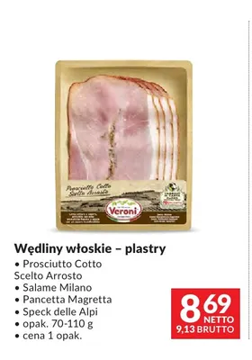 Wędlina włoska Speck delle Alpi plastry Veroni promocja w Makro