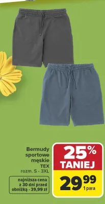 Bermudy sportowe męskie promocja w Carrefour