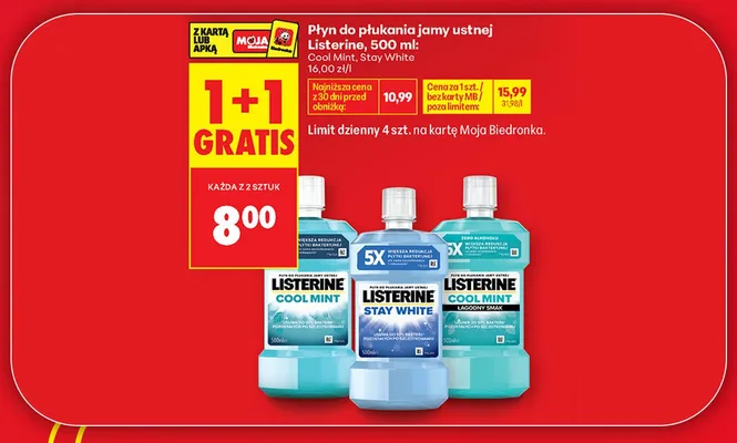 Płyn do płukania jamy ustnej Listerine Łagodny Smak promocja w Biedronka