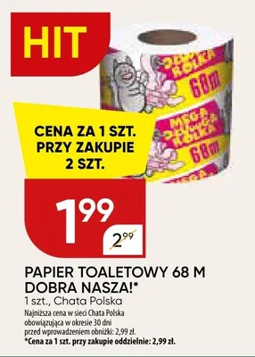 Papier toaletowy 68 m dobra nasza promocja w Chata Polska