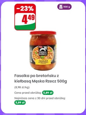 Fasolka po bretońsku z kiełbasą Męska Rzecz promocja w Dino