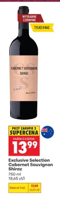 Wino czerwone Exclusive Selection Cabernet Sauvignon Shiraz promocja w Biedronka