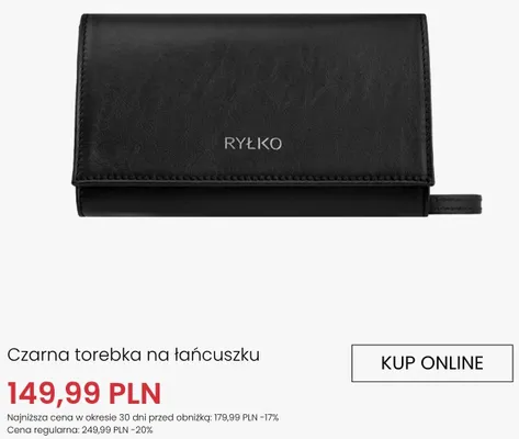 Torebka czarna na łańcuszku Ryłko promocja w Ryłko
