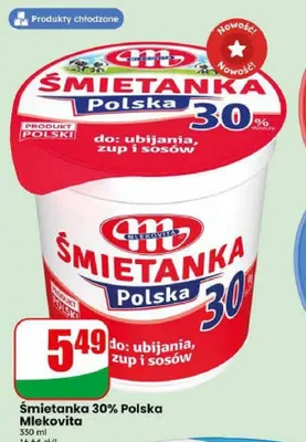 Śmietanka 30% Polska Mlekovita promocja w Dino