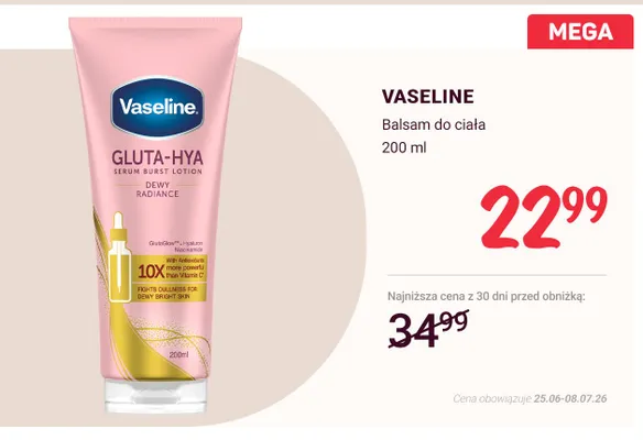 Balsam do ciała Vaseline Gluta-Hya Dewy Radiance promocja w Rossmann