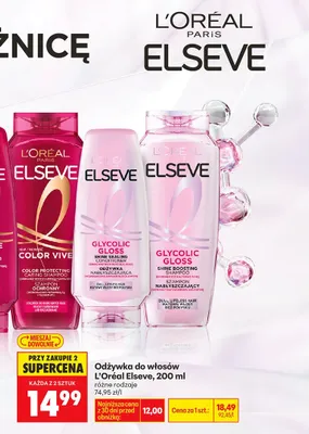 Odżywka do włosów L'Oréal Elseve różne rodzaje promocja w Biedronka