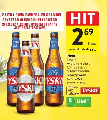 Piwo bezalkoholowe Tyskie Zero promocja w Intermarche