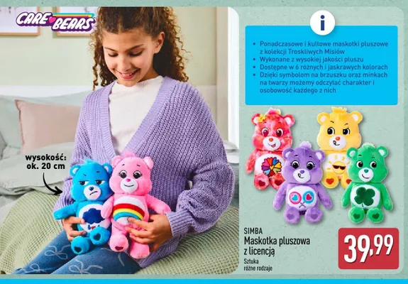 Maskotka pluszowa z licencją Care Bears promocja w Aldi