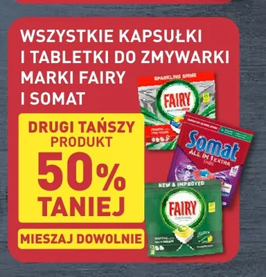 Kapsułki i tabletki do zmywarki marki Fairy i Somat promocja w Aldi