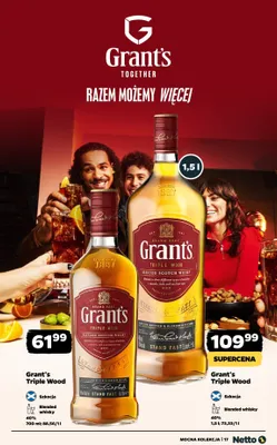 Whisky Grant's Triple Wood Blended Scotch Whisky promocja w Netto