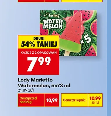 Lody Marletto Watermelon 5-pak promocja w Biedronka
