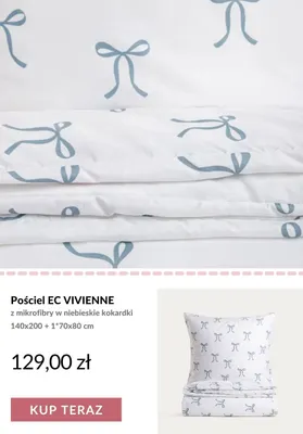 Pościel EC Vivienne z mikrofibry w niebieskie kokardki 140x200 + 1*70x80 cm promocja w Homla