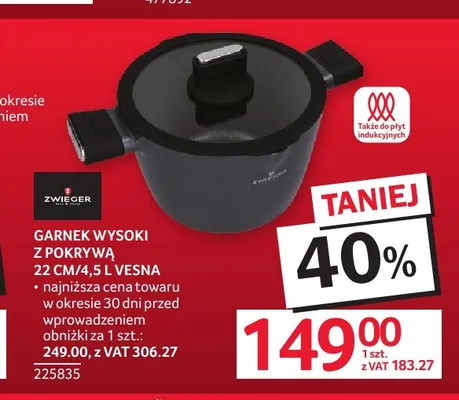 Garnek wysoki z pokrywą 22 cm 4,5 l Vesna Zwieger promocja w Selgros