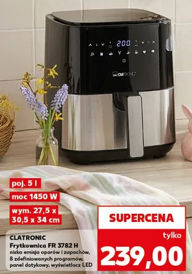 Frytkownica FR 3782 H niska emisja oparów i zapachów, 8 zdefiniowanych programów, panel dotykowy, wyświetlacz LED promocja w Kaufland