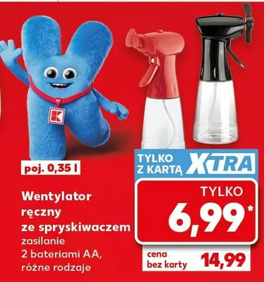 Wentylator ręczny ze spryskiwaczem promocja w Kaufland