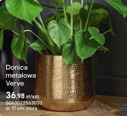 Doniczka metalowa Verve złota promocja w Castorama