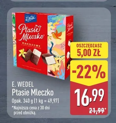 Ptasie Mleczko waniliowe E. Wedel promocja w Aldi