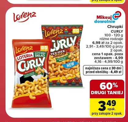 Chrupki orzechowe Curly Classic promocja w Carrefour