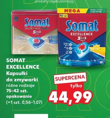 Kapsułki do zmywarki Somat Excellence 3in1 promocja w Kaufland
