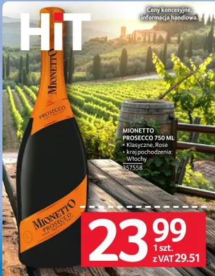 Wino musujące Mionetto Prosecco Klasyczne 357558 promocja w Selgros