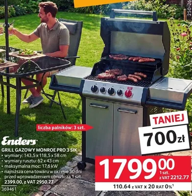 Grill gazowy Monroe Pro 3 SIK promocja w Selgros