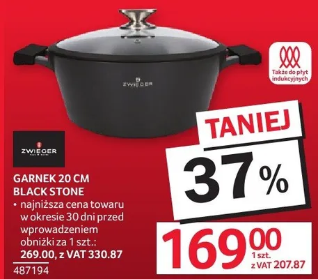 Garnek 20 cm Black Stone promocja w Selgros