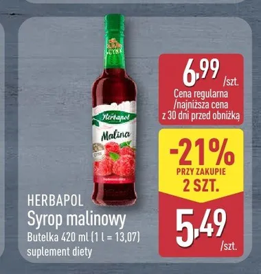 Syrop malinowy Herbapol promocja w Aldi