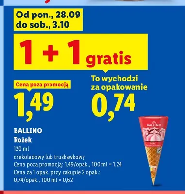 Rożek truskawkowy Ballino promocja w Lidl