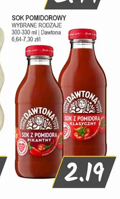 Sok z pomidora pikantny Dawtona promocja w Słoneczko