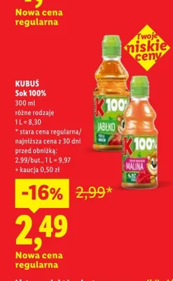 Sok 100% Kubuś promocja w Lidl