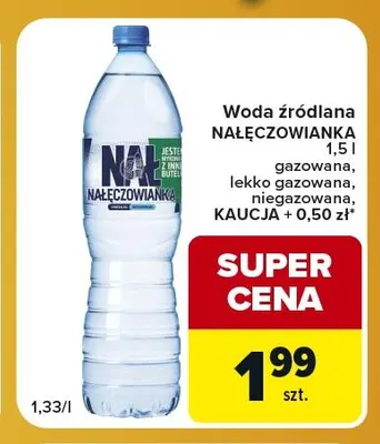 Woda źródlana niegazowana Nałęczowianka promocja w Carrefour Express