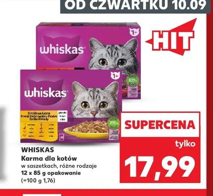 Karma dla kotów w saszetkach Whiskas 12-pak promocja w Kaufland