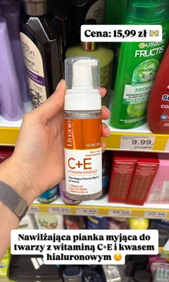 Nawilżająca pianka myjąca do twarzy Lirene C+E Vitamin Energy promocja w Dino