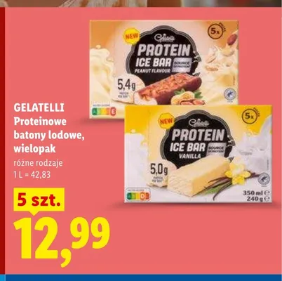 Proteinowe batony lodowe GELATELLI Peanut Flavour wielopak promocja w Lidl