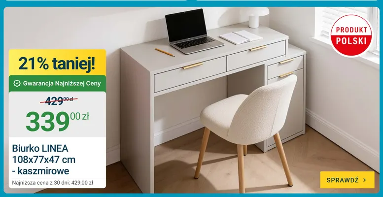 Biurko Linea promocja w ERLI