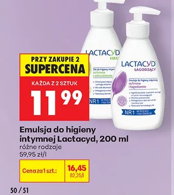 Emulsja do higieny intymnej Lactacyd Łagodzący promocja w Biedronka